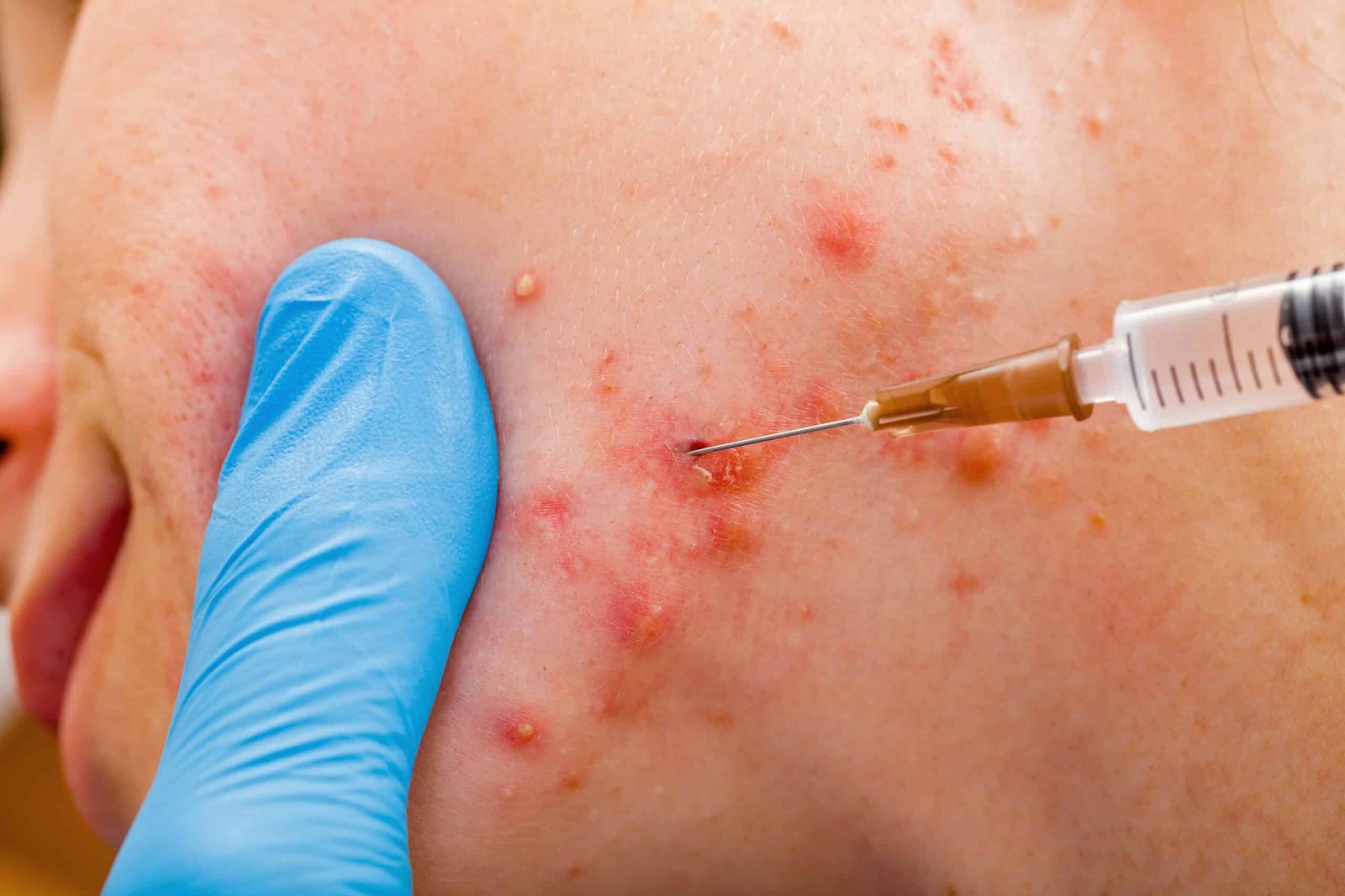 Cystic acne treatment in Kuala Lumpur targeting deep, inflamed acne lesions with an injectable treatment.